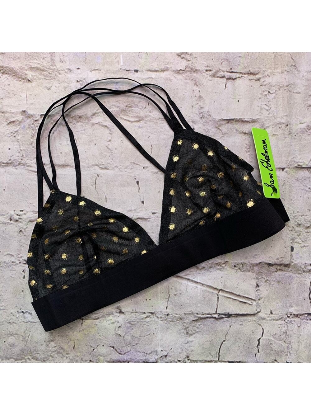 NEW Sam Edelman Bralette in Gold/Black Dot